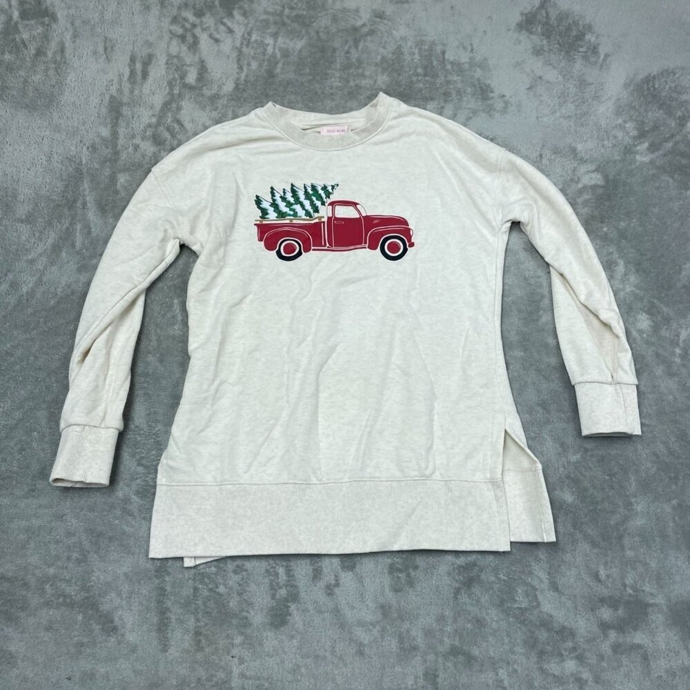 Teddi Rose XS Ivory Long Sleeve Sweater Christmas Truck 6618